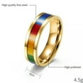 thumbnail image 4 of 6MM Rainbow Band Titanium Steel Fashion Silver/Gold/Black Polished Ring Sz 6-12, 4 of 8