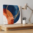 thumbnail image 4 of Ships Next Day Canvas Wall Art 16"x16", Navy Blue Burnt Orange Wood Framed Canvas Print Painting, Boho Art Modern Geometric Ready to Hang Picture Wall Decor for Home Bedroom Kitchen Office, 4 of 9
