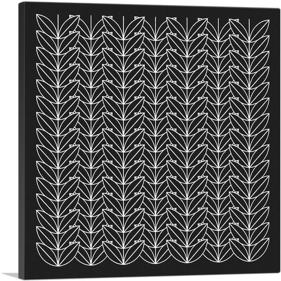 ARTCANVAS Art Deco White Shapes on Black Square Canvas Art Print - Size: 18" x 18" (0.75" Deep)