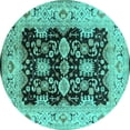 thumbnail image 1 of Ahgly Company Indoor Round Oriental Turquoise Blue Traditional Area Rugs, 8' Round, 1 of 4