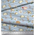thumbnail image 3 of Soimoi Blue Cotton Voile Fabric Tacos & Stripe Printed Fabric 1 Yard 56 Inch Wide, 3 of 3