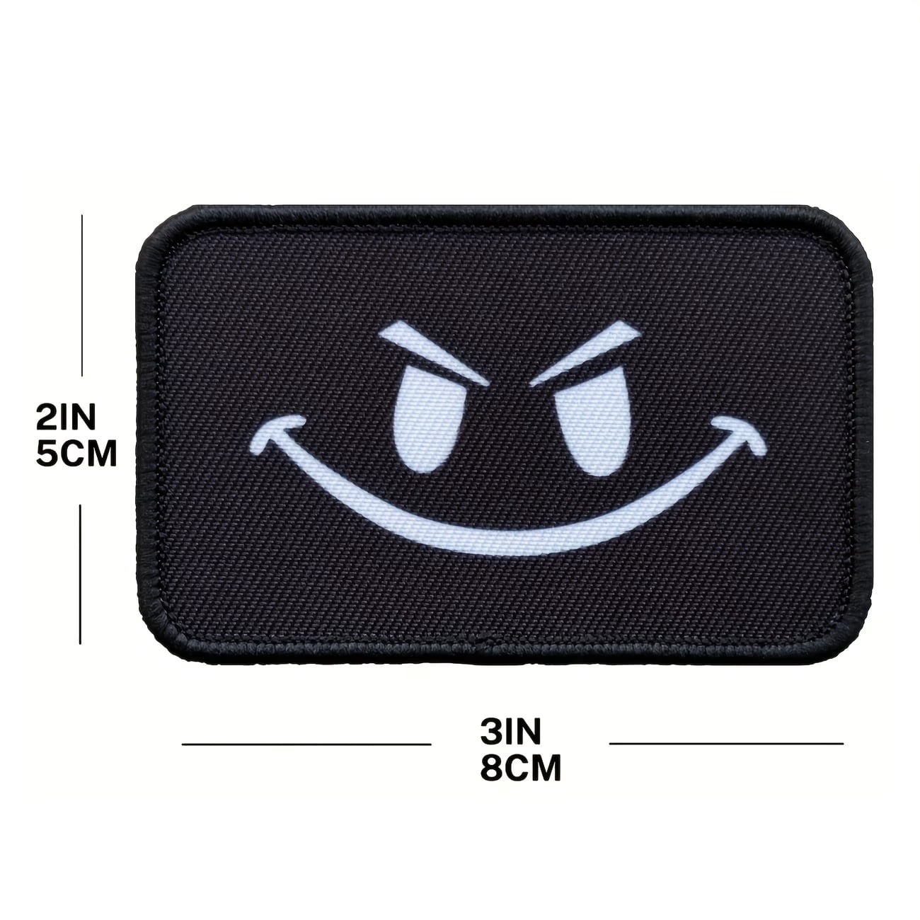 Funny Happy Face Patch - Hook & Loop Badge for Backpacks, Hats, and Bags