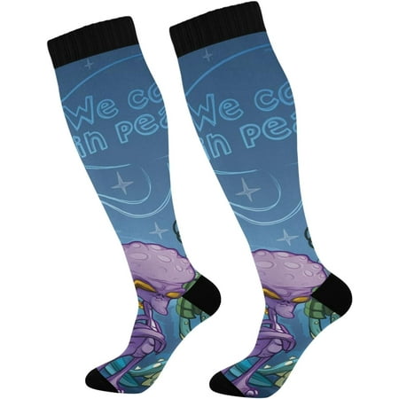 

Hyjoy Space Compression Socks Women Men Long Stocking Travel Knee High Stockings for Athletic Sports Running Cycling Nursing 20-30 mmHg