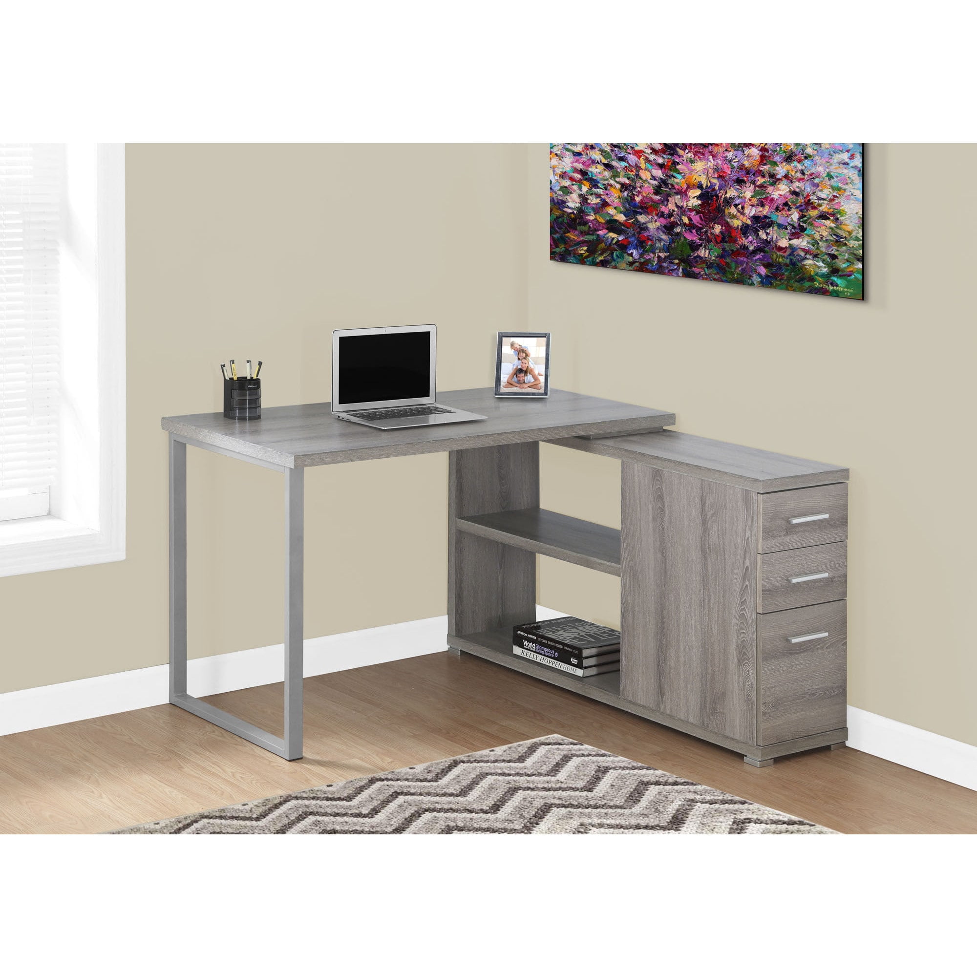 Monarch Dark Taupe Corner Computer Desk Com
