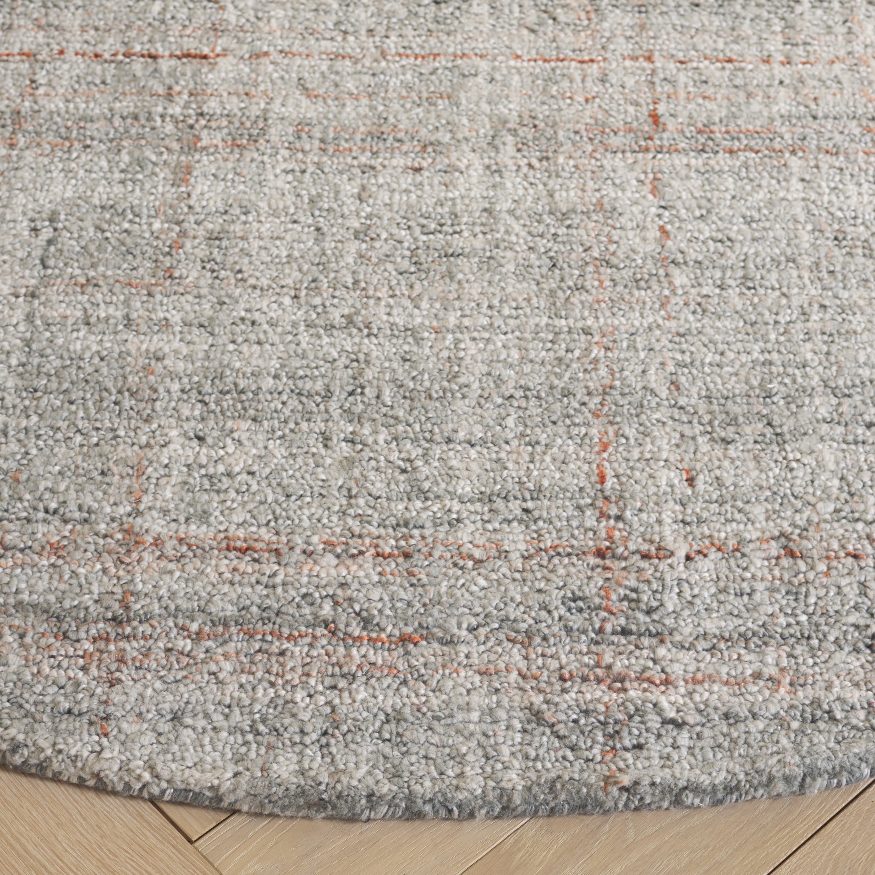 SAFAVIEH Abstract Irene Striped Area Rug, Grey/Rust, 6' x 6' Round