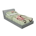 thumbnail image 2 of Ambesonne Vintage Fitted Sheet & Pillow Sham Set, Retro Pop Art Bike, Twinxl, Green Pink, 2 of 2