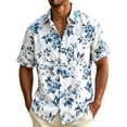 thumbnail image 2 of Yaoyar Men's Vibrant Hawaiian Print Short Sleeve Camp Collar Shirt Breathable Lightweight Summer Vacation Tee, 2 of 5