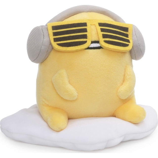 Peluche Huevo Perezoso Sanrio GUND Gudetama con Gafas de Sol y Auriculares 5pulg Felpa Infantil Amarillo GUND GD-8636767