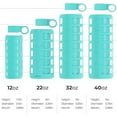 thumbnail image 2 of purifyou Premium 40/32 / 22/12 oz Glass Water Bottles with Volume & Times to Drink, Silicone Sleeve & Stainless Steel Lid Insert, Reusable Bottle for Fridge Water, Milk, Juice, 2 of 5
