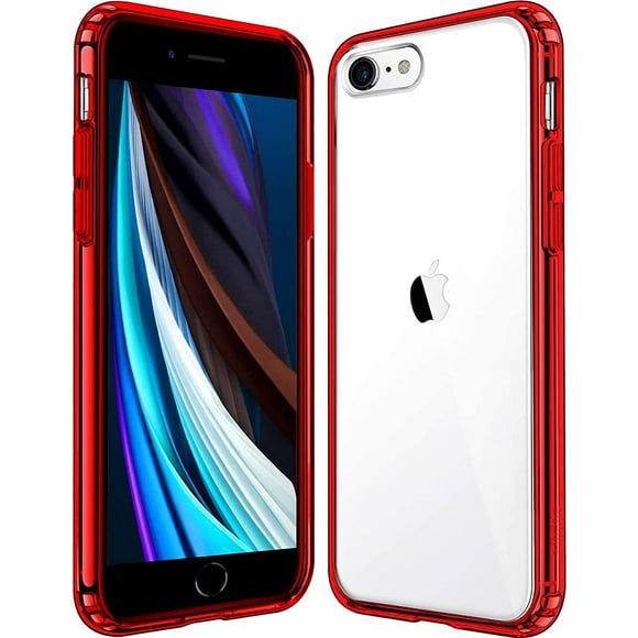 IBAOLE Compatible with iPhone SE 2020 Case, Crystal Clear Case for iPhone 8 Case and iPhone 7 CaseRed