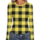 thumbnail image 2 of RKSTN Women's Long Sleeve Ribbed Knitted Shirts Oversized Crewneck Plaid Print Slim T Shirts Top Womens Casual Plus Size Round Neck Checkered Printed Stretch Loose Comfy Tee Fall Spring Clothes, 2 of 8