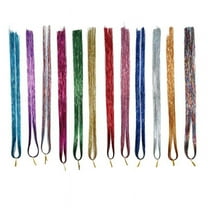 Hair Tinsel Strands with Tools 12 Colors Hair Tinsel Strands Kit, Hair Extensions Glitter Shiny Silk Tinsel