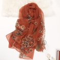 thumbnail image 2 of Rovga Scarf For Women Flower Printed Chiffon Sunscreen Silk Scarf And Long Ladies Scarf Shawl Dual-Usesummer Gift Brick Red, 2 of 2