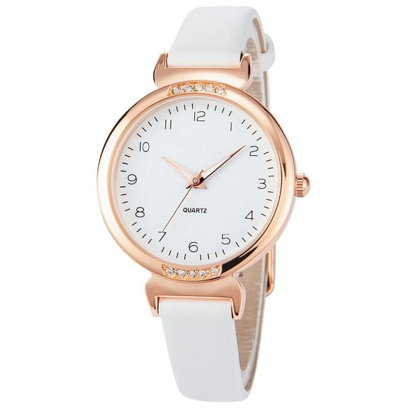 Women Watch Crystal Accented Leather Strap Watch Fashion Design Elegant Watch for Ladies Women's Business Wrist Watch