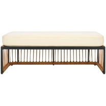 SAFAVIEH Bola Backless Rattan Outdoor Patio Bench, Natural/Beige