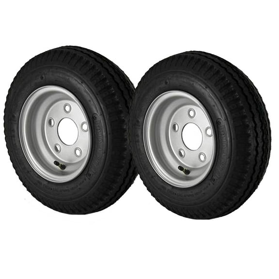 2 Pack - 4.80X8 Loadstar Trailer Tire LRC on 5 Bolt Silver Wheel