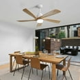 thumbnail image 3 of 52 Inch Modern Ceiling Fan With Dimmable LED Light 5 Solid Wood Blades Remote Control Reversible DC Motor With Smart APP Control    RR, 3 of 10