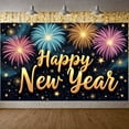 thumbnail image 3 of Fireworks Happy New Year Banner Starry New Year Display Colorful Golden Lettering Festive Backdrop for New Year Party Holiday Celebration Indoor Decoration, 3 of 9