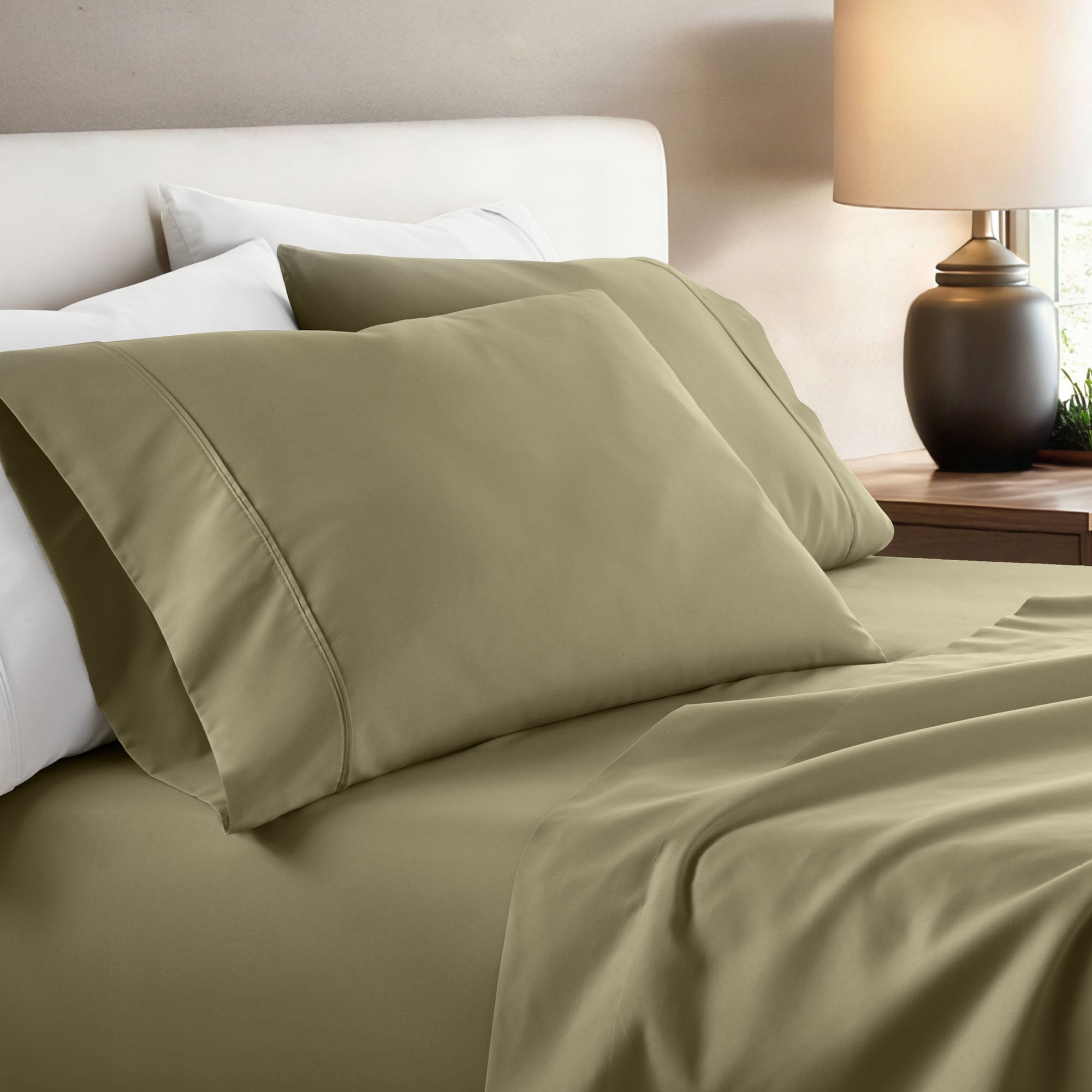 Noble Linens 2 Piece Pillow Case Set, Sage, King