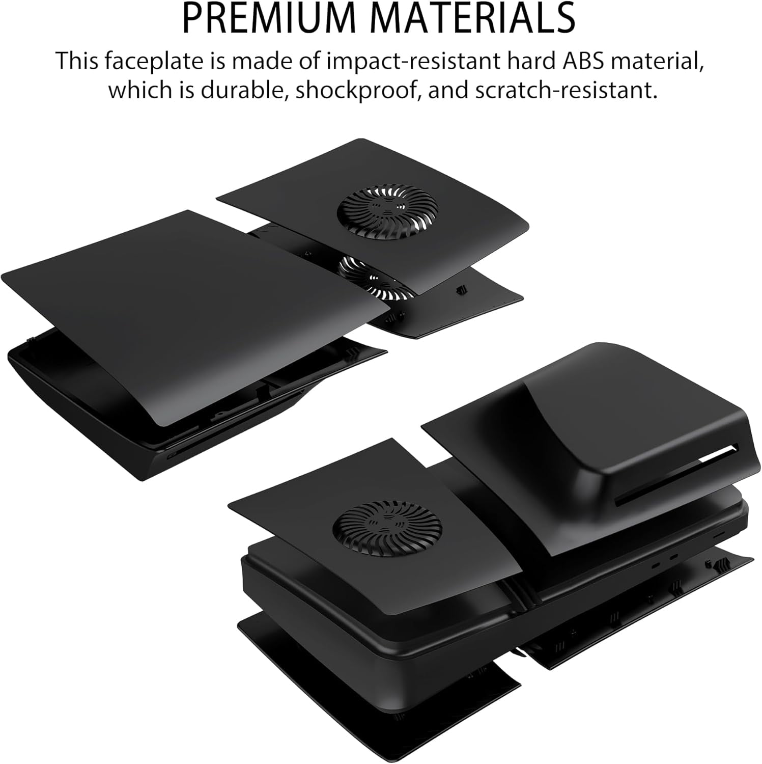 Faceplate for PS5 Pro Disc Edition with RGB Light Strip and Dust Filter with Cooling Vents Uberwith 400+ Effects LED Light Ring Console Face Plate Cover DIY Decoration Kit Accessories Black