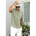 thumbnail image 5 of Iceglad Men's Casual Button Down Shirts Short Sleeve Shirts Vacation Beach Summer Hollow Out Tops, 5 of 7
