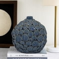 thumbnail image 6 of Benjara Remus Accent Vase with Raised Pebble Pattern- Glazed Blue Ceramic, 6 of 6