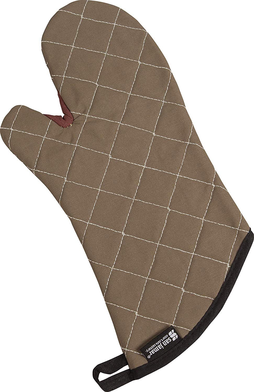 San Jamar 800FG13 BestGuard Commercial Heat Protection Up To 450° F Oven Mitts (Pair), 13" Length, Tan