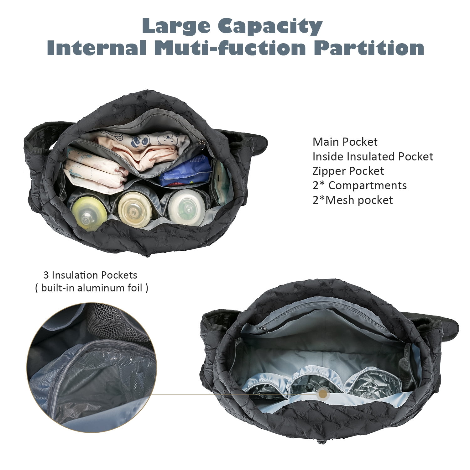 SPEKSEE Waterproof Nylon Diaper Bag Handbag - Single Shoulder Handbag with Large Capacity and Multi-function Partition for Maternal Travel