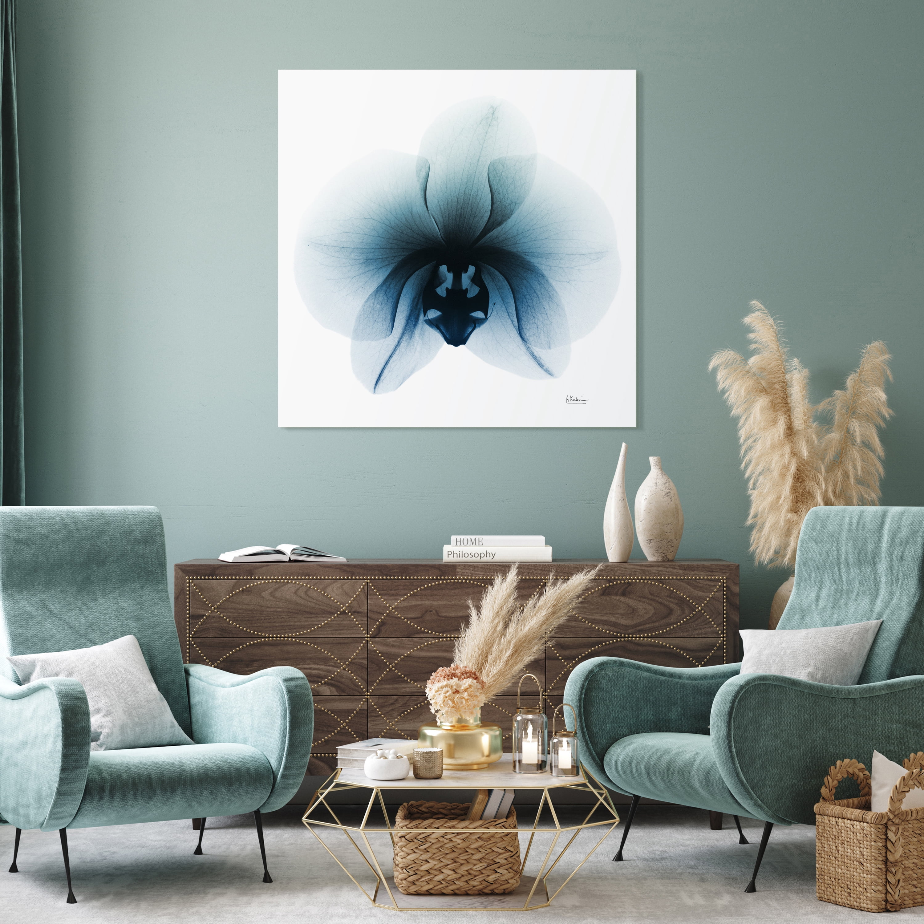 Empire Art Direct Glacial Orchid Frameless Free Floating Tempered Glass Panel Graphic Flower Wall Art, 38" x 38" x 0.2", Ready to Hang