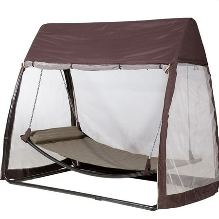 Abba Patio Outdoor Canopy Cover Hanging Swing Hammock With Mosquito Net 7 6x4 5x6 7 Ft Chocolate