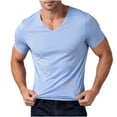 thumbnail image 2 of Agkizg Men Compressions Ice Silk T Shirts, V Neck Short Sleeve Solid Seamless Tops High Stretch Quickly Dry Athletic Tees for Gym Workout Outdoor Running Summer Undershirts, 2 of 6