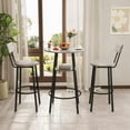 thumbnail image 7 of LIZEVINC 3 Pieces Round Bar Table Set, Small Dining Table for 2, Breakfast Table with Storage, Modern Kitchen Bar Table, 2 Upholstered Stools with Backrest for Kitchen, Dining Room & Bistro-Gray, 7 of 7
