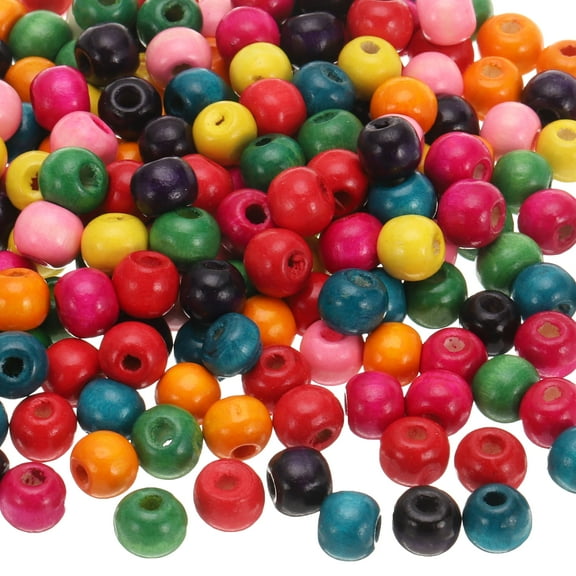 Uxcell 600 Pcs Natural Wooden Beads for Crafts Jewelry, Multi-Colored (10 x 9mm, 4mm Hole)