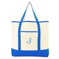 thumbnail image 2 of DALIX Women's Canvas Tote Bag Satchel Shoulder Bags Royal Blue Monogram S, 2 of 8