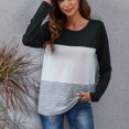 thumbnail image 2 of Tops Para Mujer Blusa Casual Elegante Camisas de Manga Larga Otoño Moda Cuello Redondo Color A Juego Camiseta Suelta Raya Odeerbi  ODB170121, 2 of 5