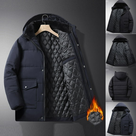 Wavsuf Winter Puffer Jacket Mens Jackets Heavyweight for Men for Men Coats Black Size 2XL