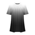 thumbnail image 5 of Casual Tshirts Women Trendy Summer Gradient Color Block Short Sleeve Tee Shirts Pleated Crewneck Cute Tunic Tops (M, Black), 5 of 5