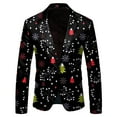 thumbnail image 3 of Men Christmas Snowflake Santa Printed Pocket Lapel Button Suit Jacket, 3 of 3