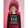 thumbnail image 3 of Old Glory Womens Skull & Crossbones Ugly Christmas Sweater Long Sleeve T Shirt, 3 of 6