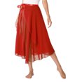 thumbnail image 6 of ZALDITA Women's Sheer Ballet Dance Wrap Skirts Lace-Up Lyrical Ballroom Dancing Long Skirt Red One Size, 6 of 7