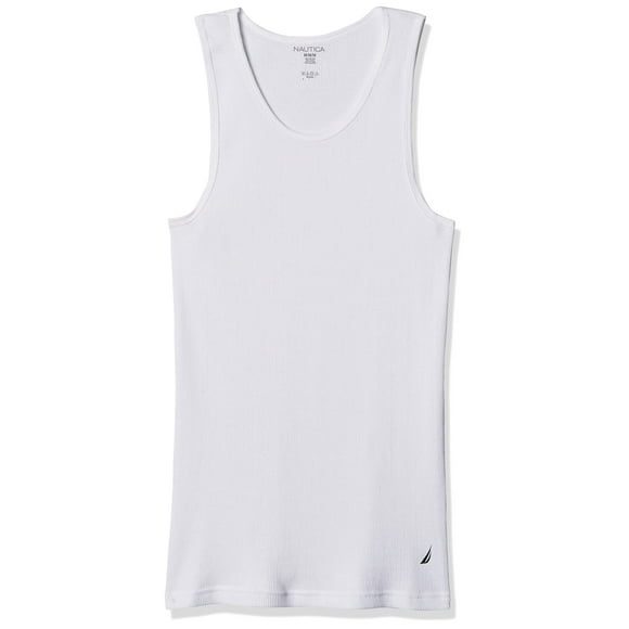 Pack de 4 camisas sin mangas de algodón acanalado de Shirt Nautica, color blanco