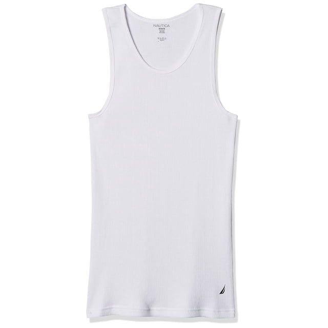 Pack de 4 camisas sin mangas de algodón acanalado de Shirt Nautica, color blanco