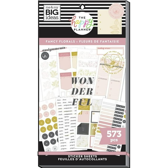 Happy Planner Sticker Value Pack 30/Sheets-Fancy Florals, 573 Pieces