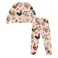 thumbnail image 5 of Yuyamidu Chicken Women Pjs Sets Long Sleeve Nightwear 2 Pieces Pink Flower Pajamas Top and Pants with Pockets Fall Spring Winter Clothing Warm Home Sleepwear Size XL, 5 of 7