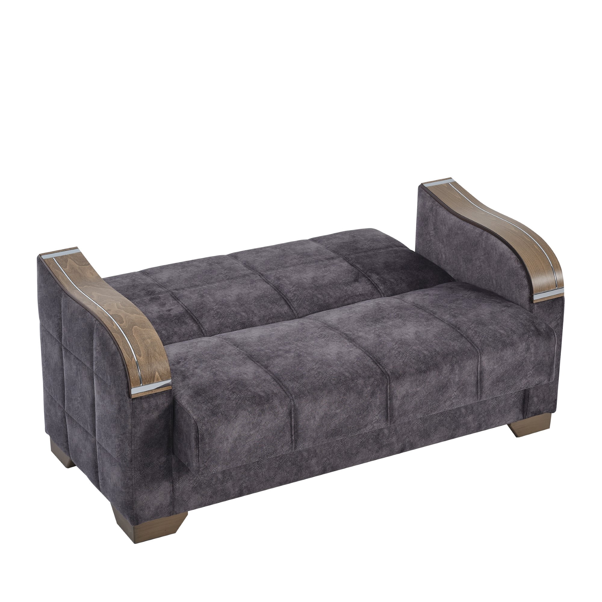 Ottomanson 65" Convertible Loveseat Sleeper with Storage, Modern Suede Sofa for Small Spaces, Brown
