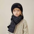 thumbnail image 2 of Zwiiyzr Kids Winter Beanie Hat Warm Knit Thick Ski Cap And Scarf Set For Girls Boys 1-11 Years Black, 2 of 3