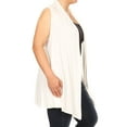 thumbnail image 2 of Women's Casual Basic Plus Size Loose Fit Long Body Draped Open Front Solid Cardigan Vest, 2 of 4