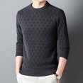 thumbnail image 5 of uikmnh Male Autumn and Winter Round Neck Casual Knit Versatile Fashion Soft Men's Sweater Casual Jacquard Bottom Sweater(Size:M), 5 of 9