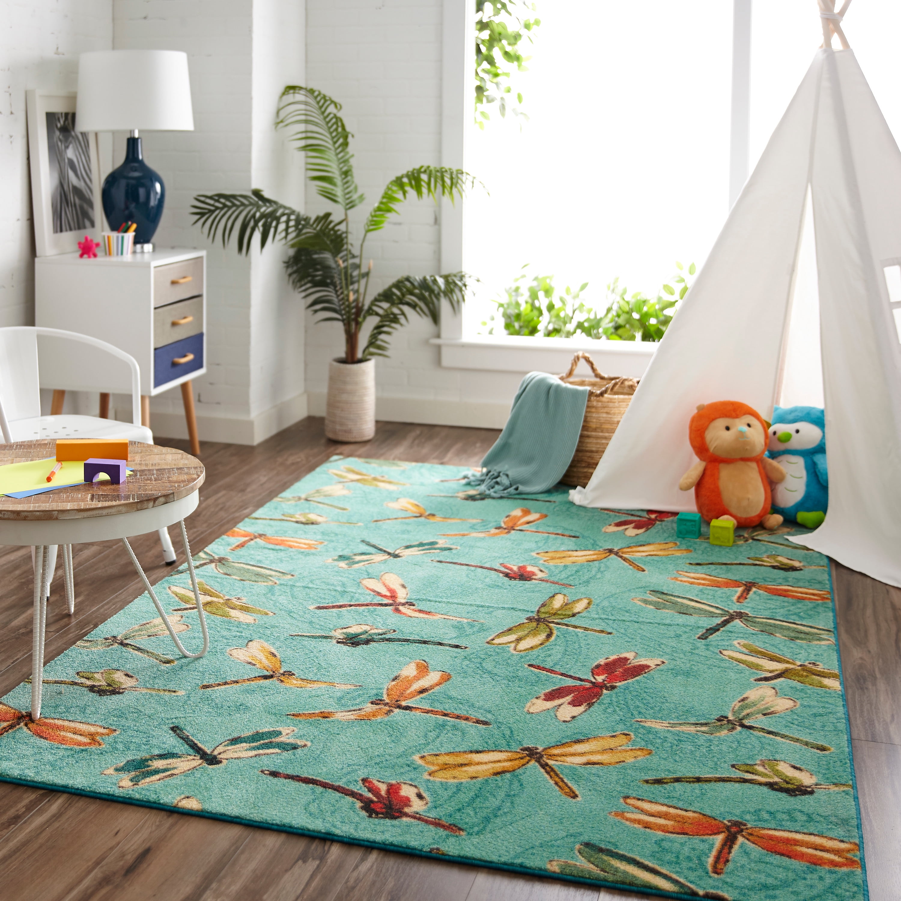 Home and Living Bedroom Dragonflies on Black Floor Carpet Rug Made to Order Indoor Area Rug Rug for Living Room Outdoor Custom Made