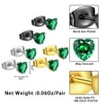 thumbnail image 3 of Beautlace 3 Pair Heart Studs Earrings Set,Stainless Steel Hypoallergenic 5mm Heart Birthstone Studs,Cubic Zirconia Stud Earrings for Women Men, 3 of 8